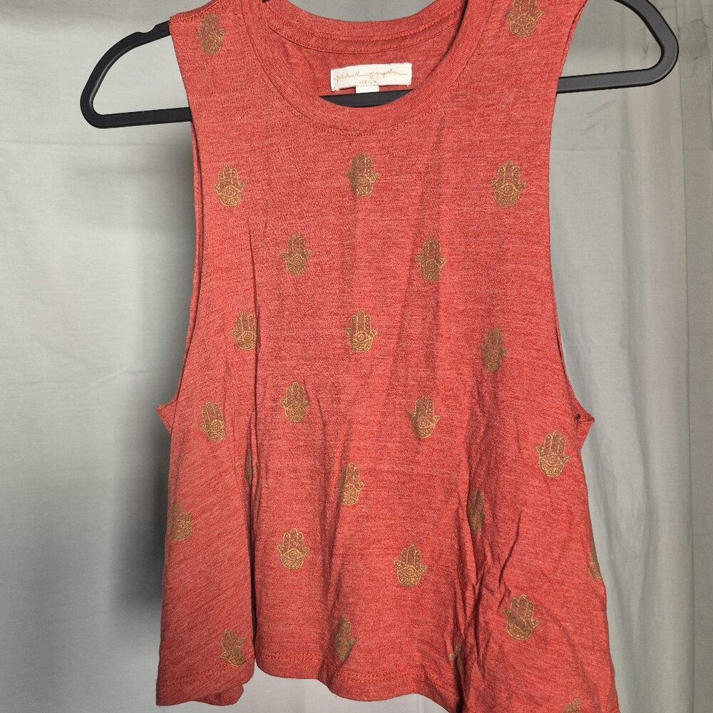 Spiritual Gangster Tank Top Hamsa Hands Burnt Orange Women's Medium
